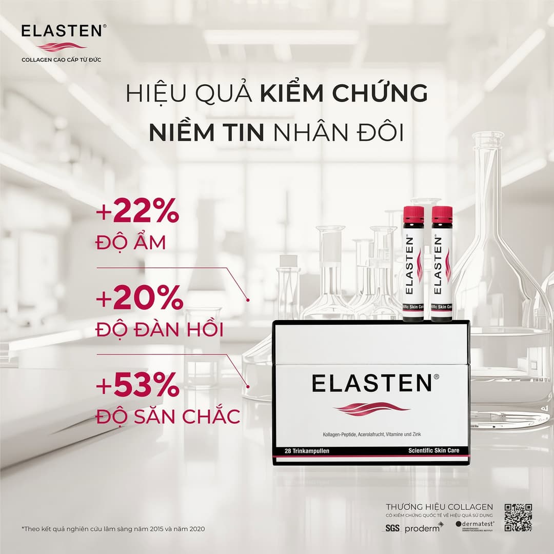 Collagen Elasten Hộp 28 ống x 25ml - Giúp Da Căng Mịn, Chống Lão Hóa, Tóc Chắc Khỏe